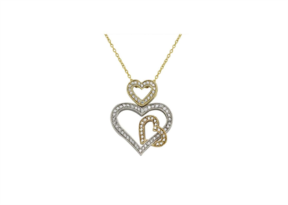 Three Tone Plated Triple Heart Fashion Pendant